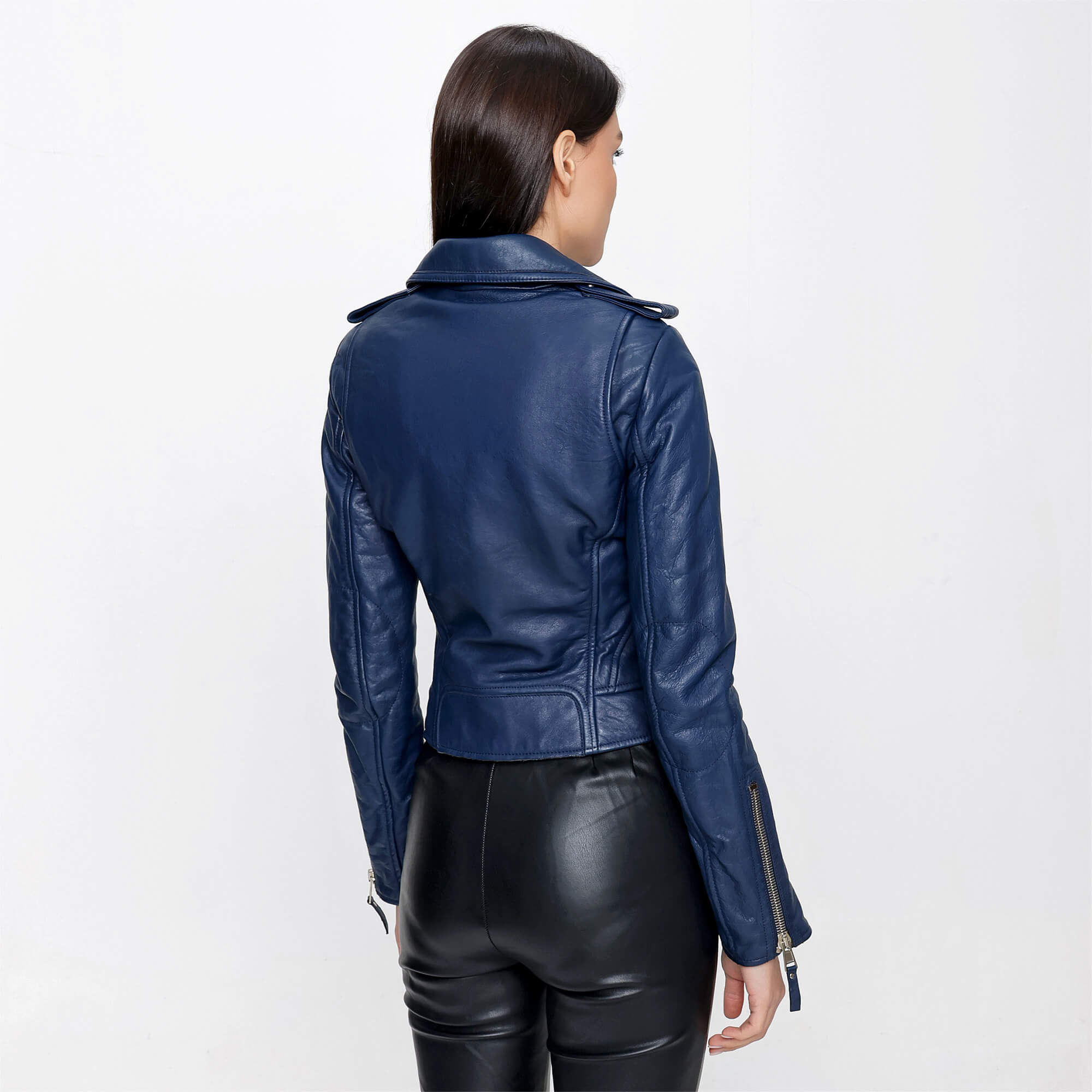 Balenciaga - Blue Lambskin Biker Jacket